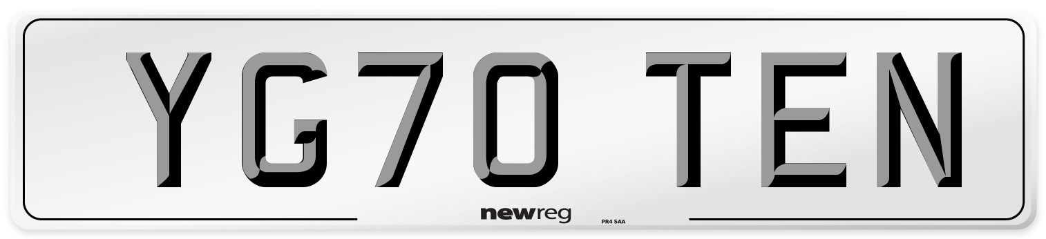 YG70 TEN Number Plate from New Reg